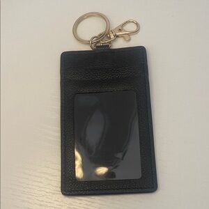 Black Leather Card Holder Keychain
